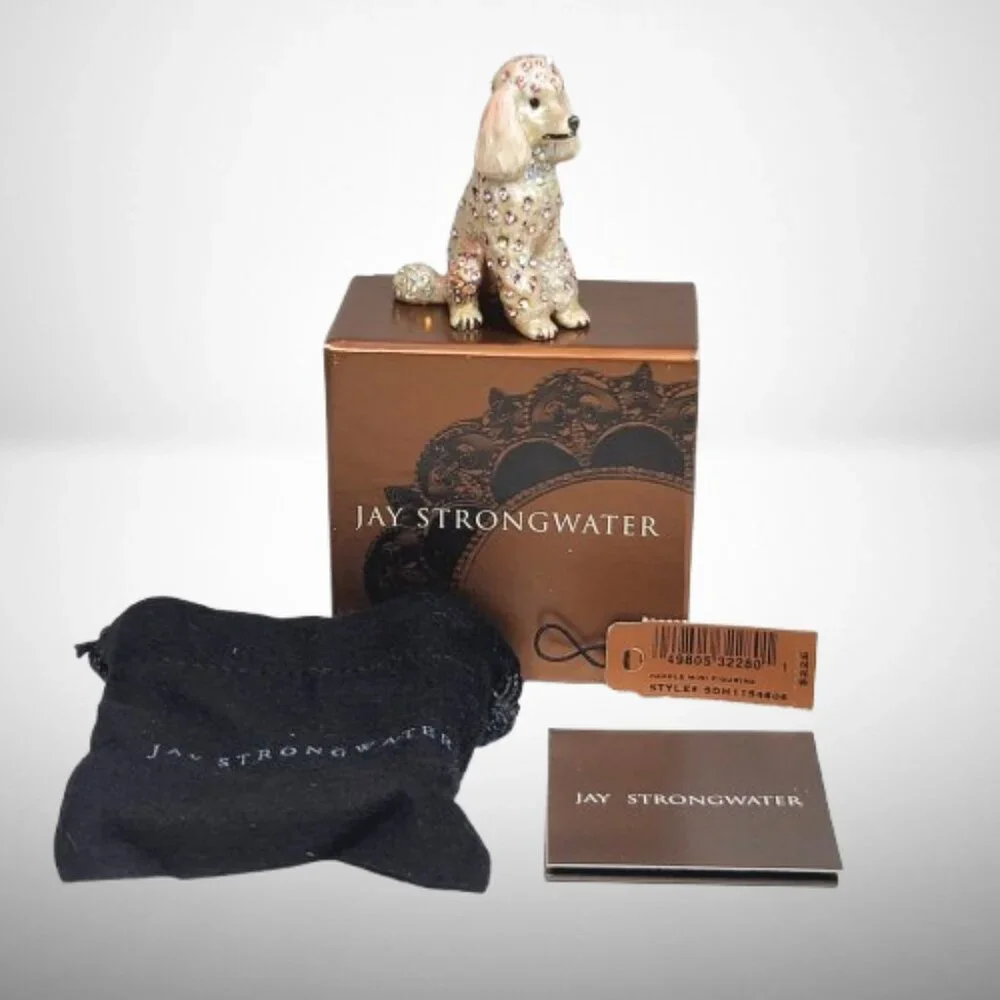 Jay Strongwater Seating Poodle Dog Mini Figurine with Swarovski Crystals - Picture 6 of 6